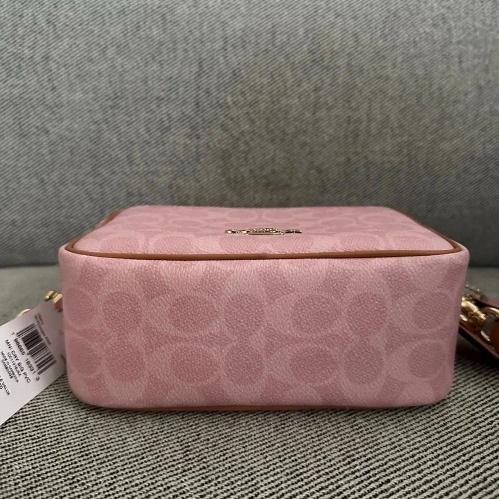NWT Coach Powder Pink Mini Carey Crossbody Bag in Signature Canvas CEK74